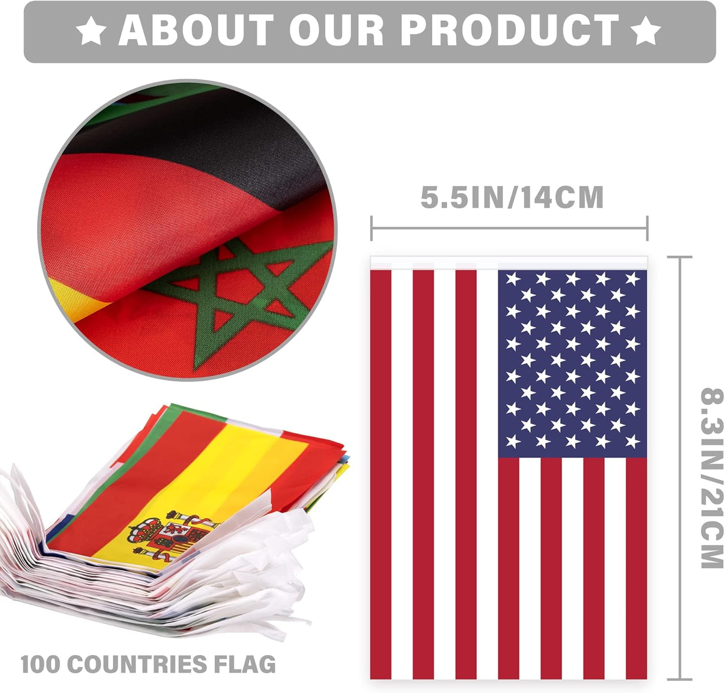 100 Countries String Flag, 82 ft International Flags Bunting Banner, World Flag Banner Decoration for World Cup Party, School, Sports Game E