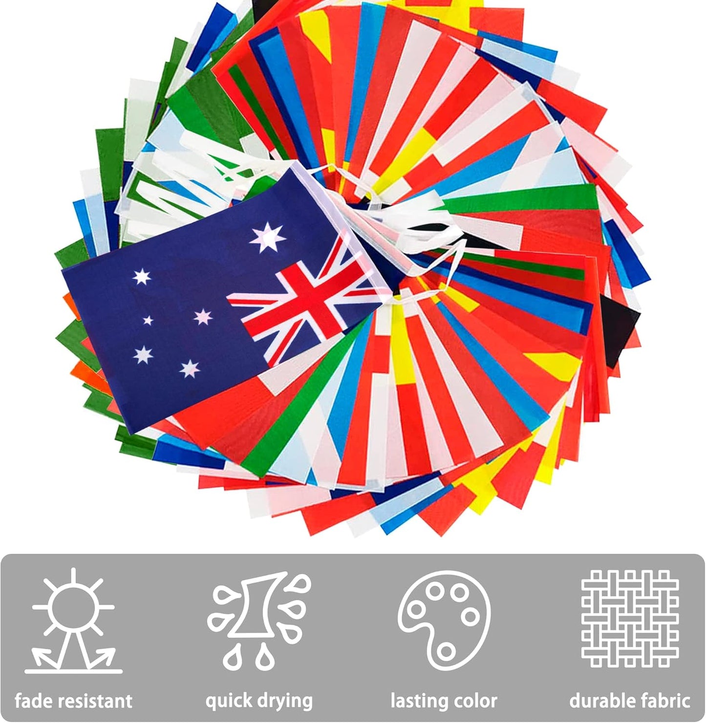 100 Countries String Flag, 82 ft International Flags Bunting Banner, World Flag Banner Decoration for World Cup Party, School, Sports Game E