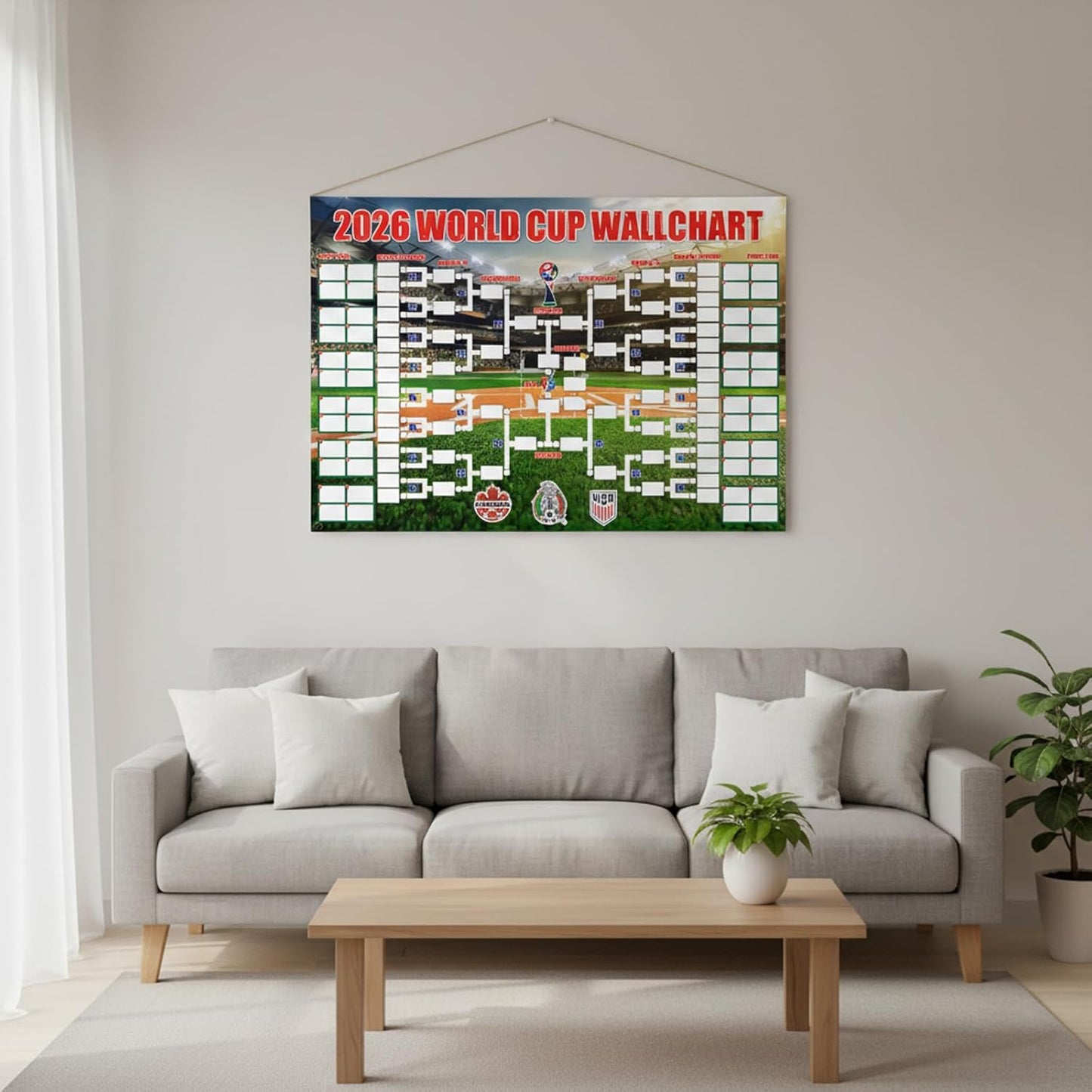 World Cup Schedule Poster&Final Round 48-Team Collection Showcase 2026,2-in-1 Double-Sided Functional Poster Football Merchandise Decoration