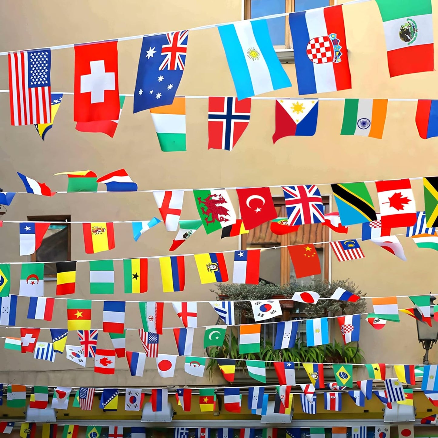 100 Countries String Flag, 82 ft International Flags Bunting Banner, World Flag Banner Decoration for World Cup Party, School, Sports Game E