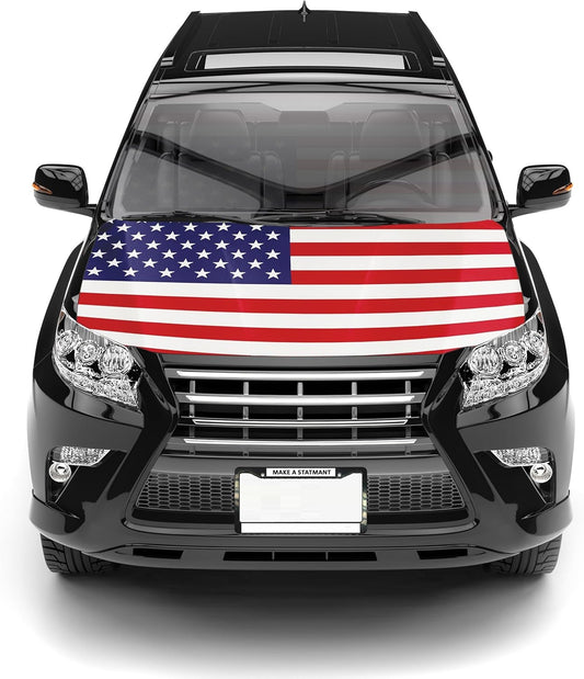 American mexico Flag Car Hood Cover 63"x47" (160x120 cm) – USA Stars & Stripes Decoration – Universal Fit Cover for Trucks, Cars, SUV