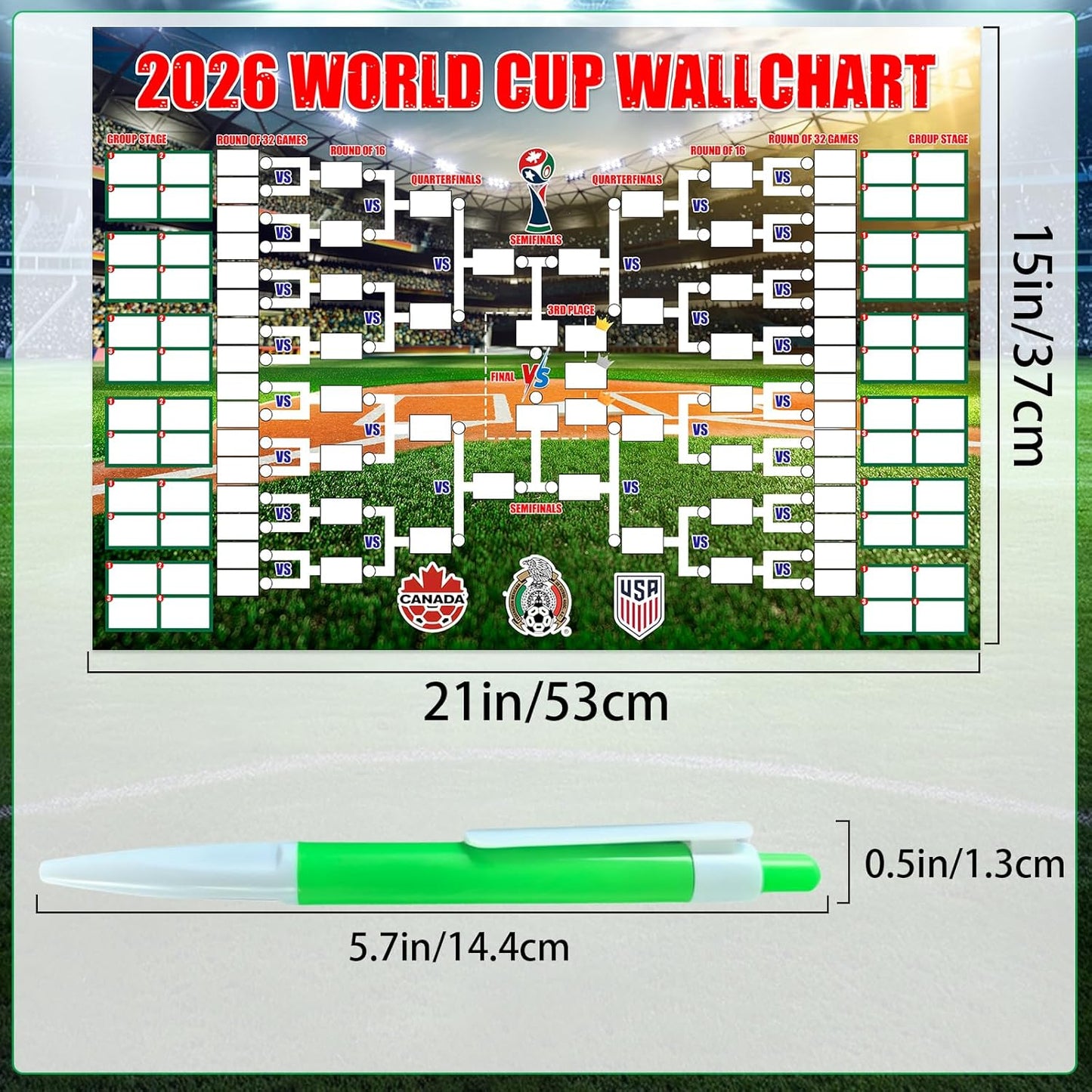 World Cup Schedule Poster&Final Round 48-Team Collection Showcase 2026,2-in-1 Double-Sided Functional Poster Football Merchandise Decoration