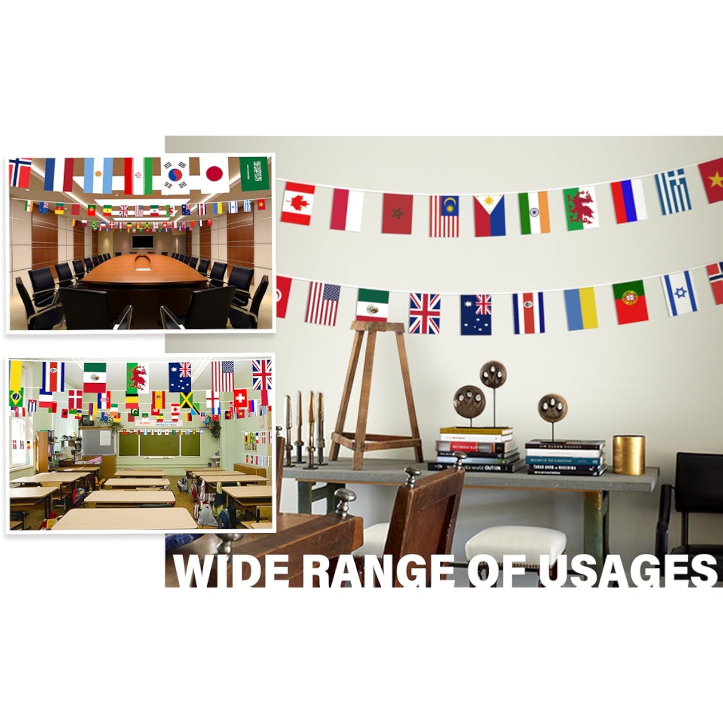 100 Countries String Flag, 82 ft International Flags Bunting Banner, World Flag Banner Decoration for World Cup Party, School, Sports Game E