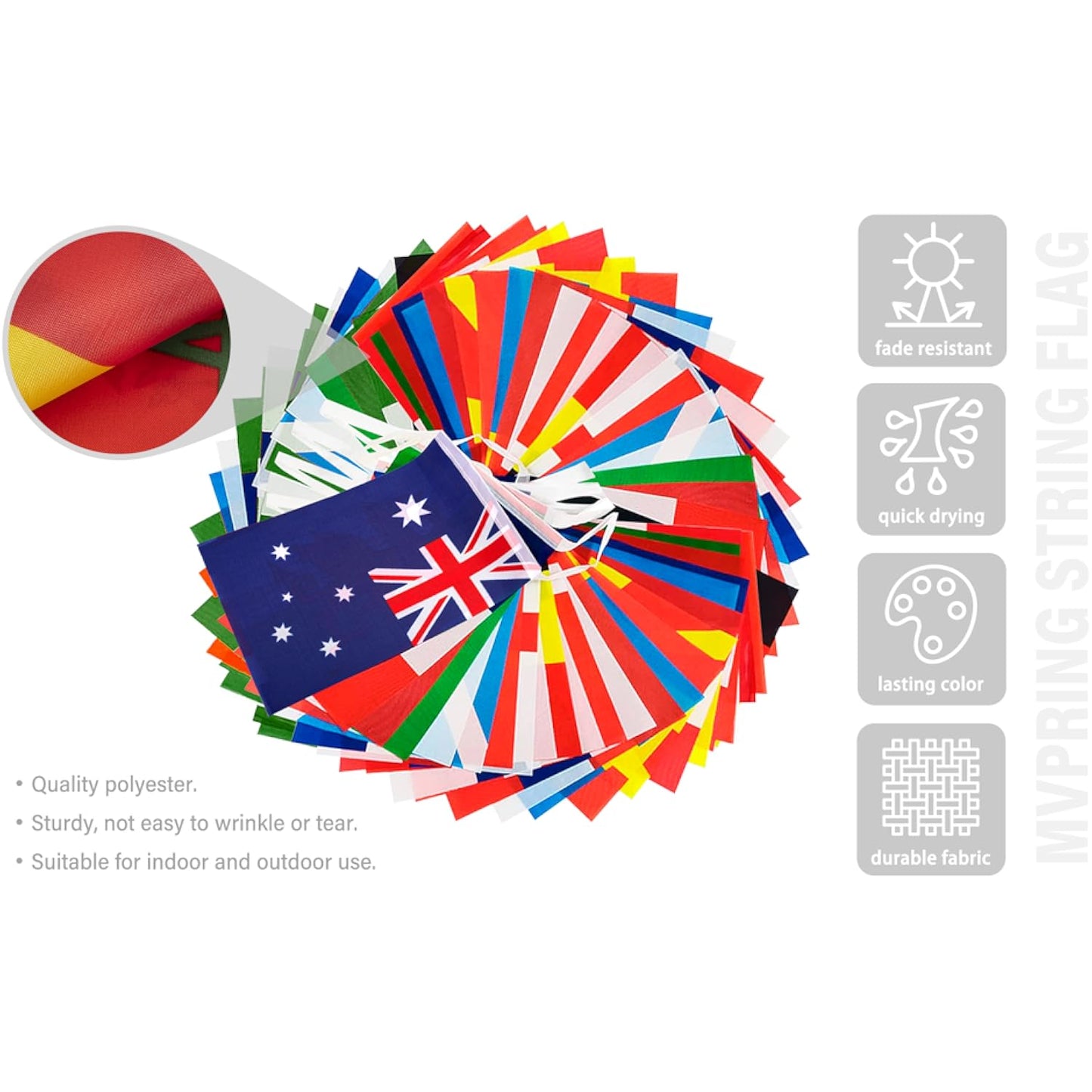 100 Countries String Flag, 82 ft International Flags Bunting Banner, World Flag Banner Decoration for World Cup Party, School, Sports Game E